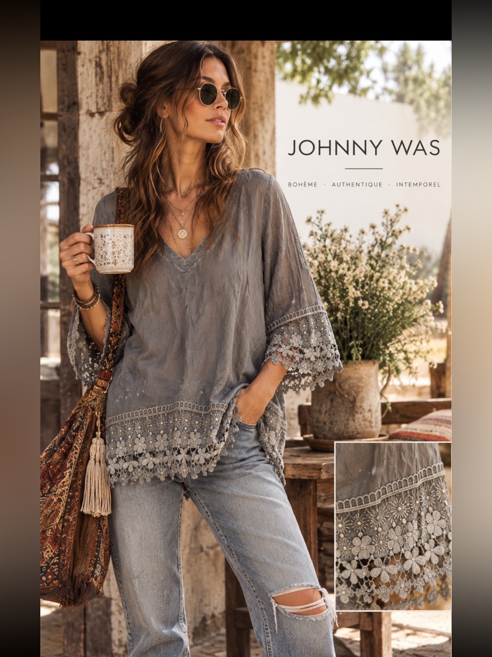 JOHNNY WAS, the Bohemian embroidered tunic!